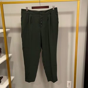 Button front pleated pant